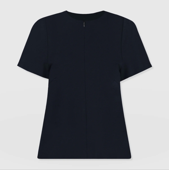 Saint + Sofia Tops - Saint + Sofia Keller Zip Up Tee-Navy